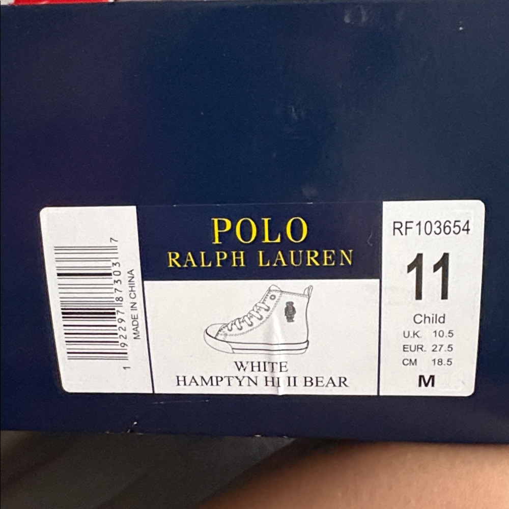 Ralph Lauren White Hampton Hi II Bear Sneakers